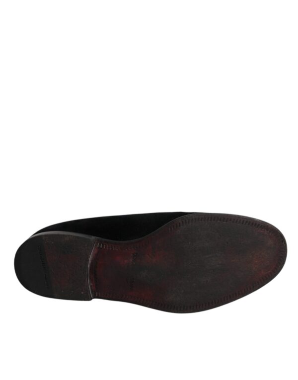 Dolce & Gabbana Black Velvet Loafers Formal Men Dress Shoes – Image 8