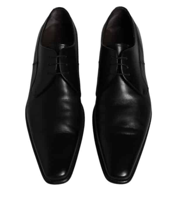 Dolce & Gabbana Black Leather Derby Men Formal Dress Shoes – Image 3