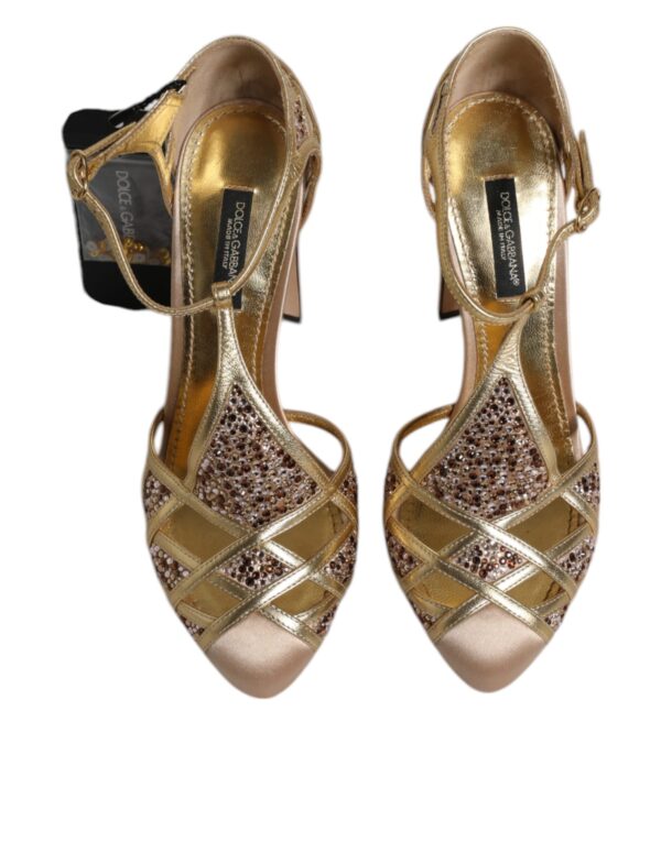 Dolce & Gabbana Beige Crystal Embellished Satin Leather Pumps Shoes – Image 3