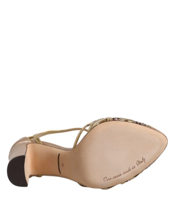 Dolce & Gabbana Beige Crystal Embellished Satin Leather Pumps Shoes – Image 8