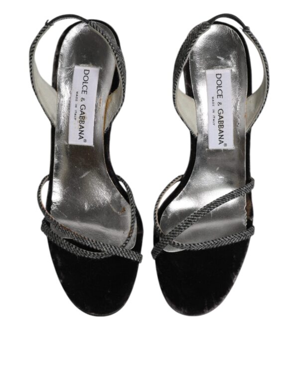 Dolce & Gabbana Black Chevron High Heels Sandals Shoes – Image 3