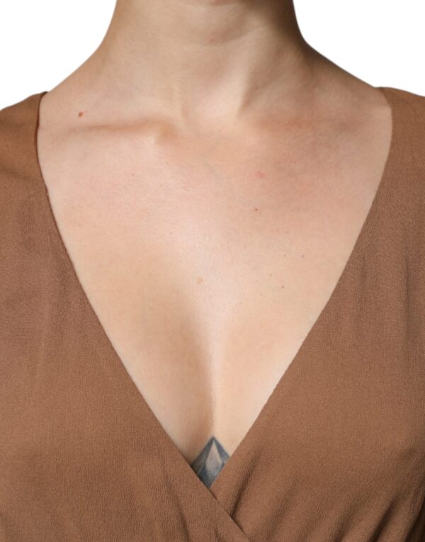 Fabiana Filippi Brown Sleeveless Deep V-neck A-line Long Maxi Dress – Image 5