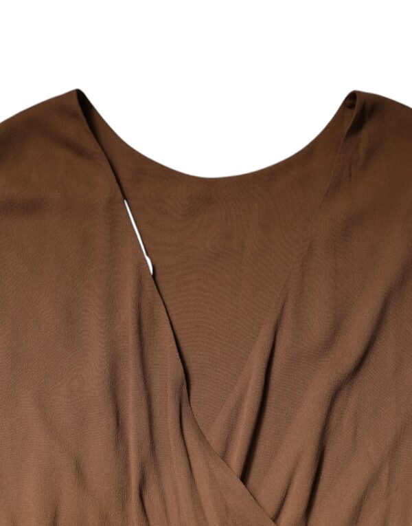 Fabiana Filippi Brown Sleeveless Deep V-neck A-line Long Maxi Dress – Image 7