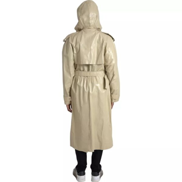 Bottega Veneta Beige Lambskin Leather Trench Coat Jacket – Image 5