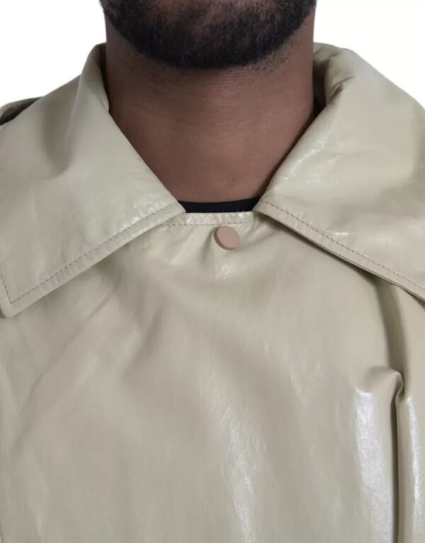 Bottega Veneta Beige Lambskin Leather Trench Coat Jacket – Image 8