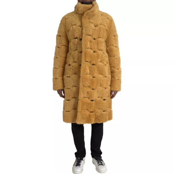 Bottega Veneta Yellow Wool Long Teddy Coat Jacket – Image 2