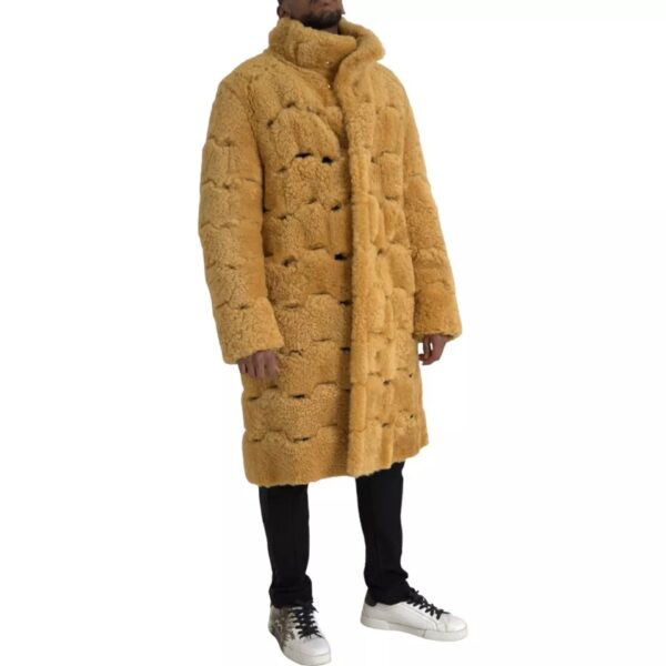 Bottega Veneta Yellow Wool Long Teddy Coat Jacket – Image 4