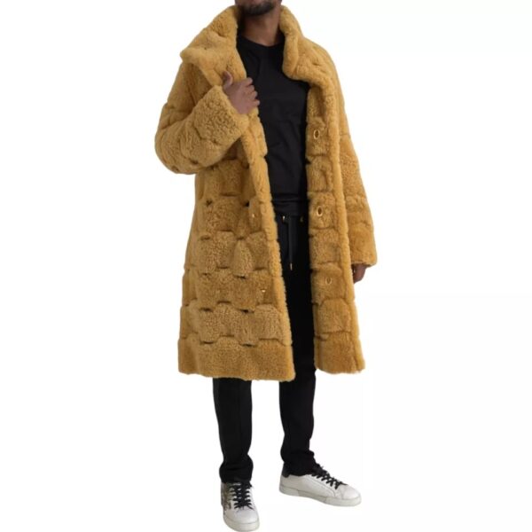 Bottega Veneta Yellow Wool Long Teddy Coat Jacket – Image 5