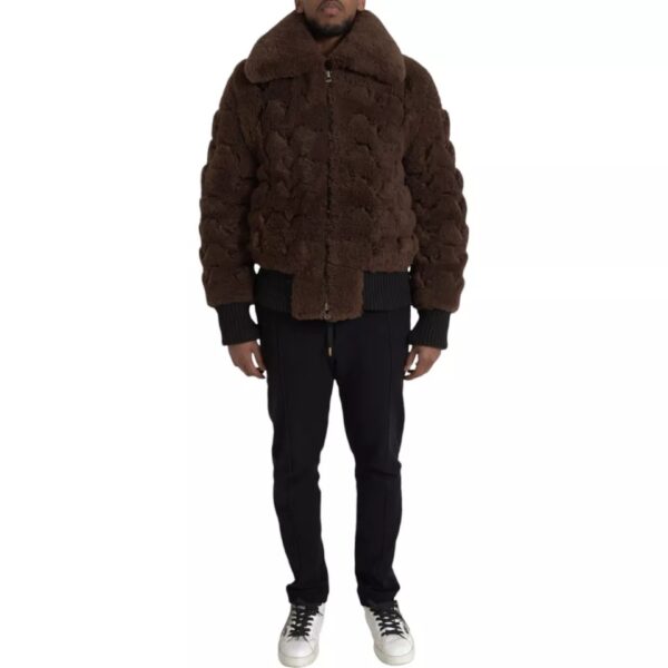Bottega Veneta Brown Fur Lamb Shearling Coat Jacket – Image 2