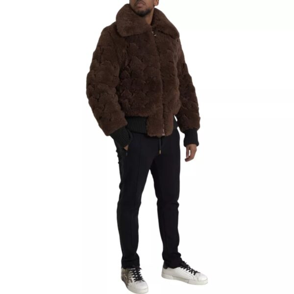 Bottega Veneta Brown Fur Lamb Shearling Coat Jacket – Image 4