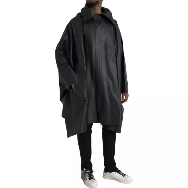 Bottega Veneta Black Leather Hooded Men Trenchcoat Jacket – Image 5