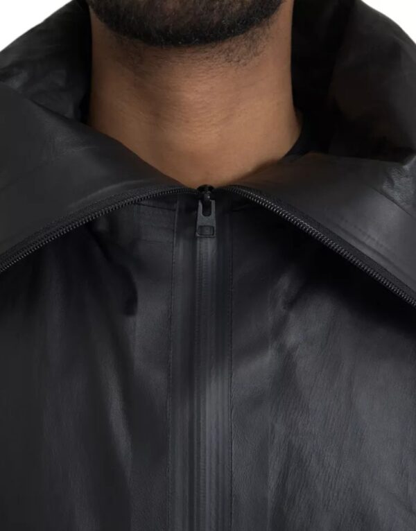 Bottega Veneta Black Leather Hooded Men Trenchcoat Jacket – Image 7