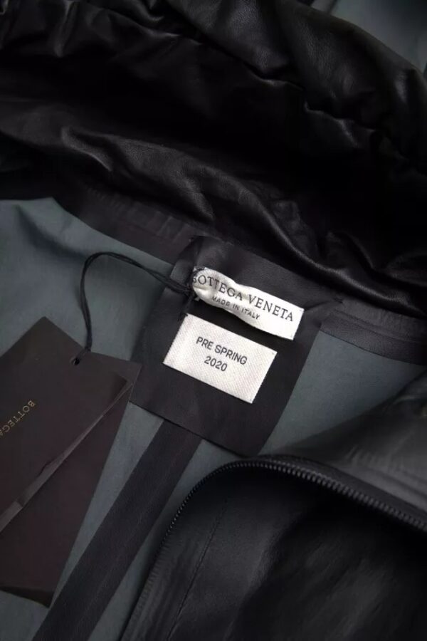 Bottega Veneta Black Leather Hooded Men Trenchcoat Jacket – Image 8