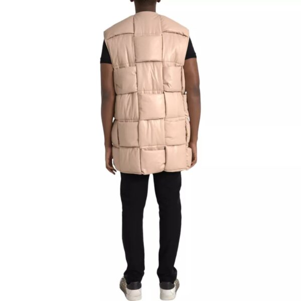 Bottega Veneta Beige Quilted Sleeveless Calf Leather Jacket – Image 3