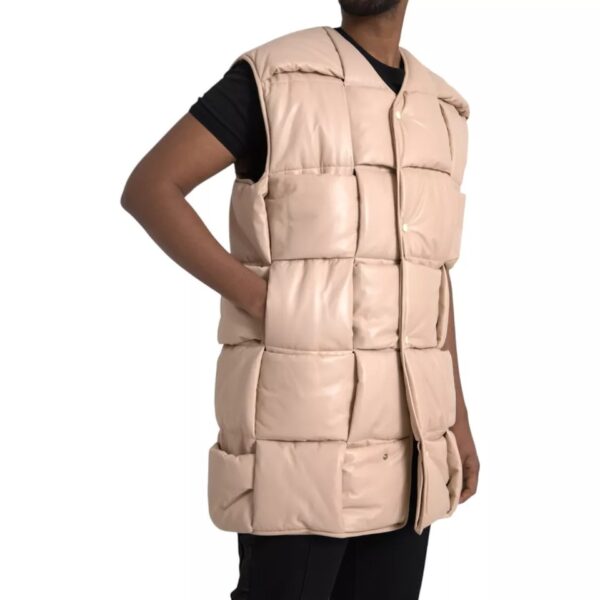 Bottega Veneta Beige Quilted Sleeveless Calf Leather Jacket – Image 4