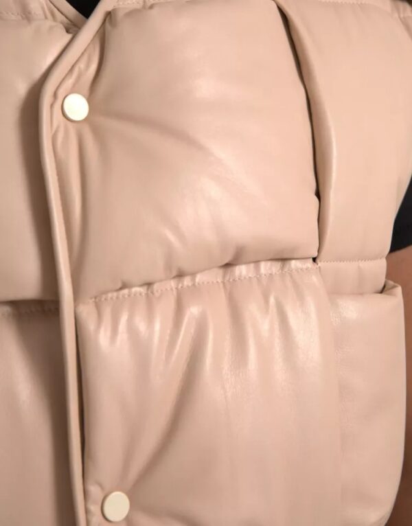Bottega Veneta Beige Quilted Sleeveless Calf Leather Jacket – Image 6