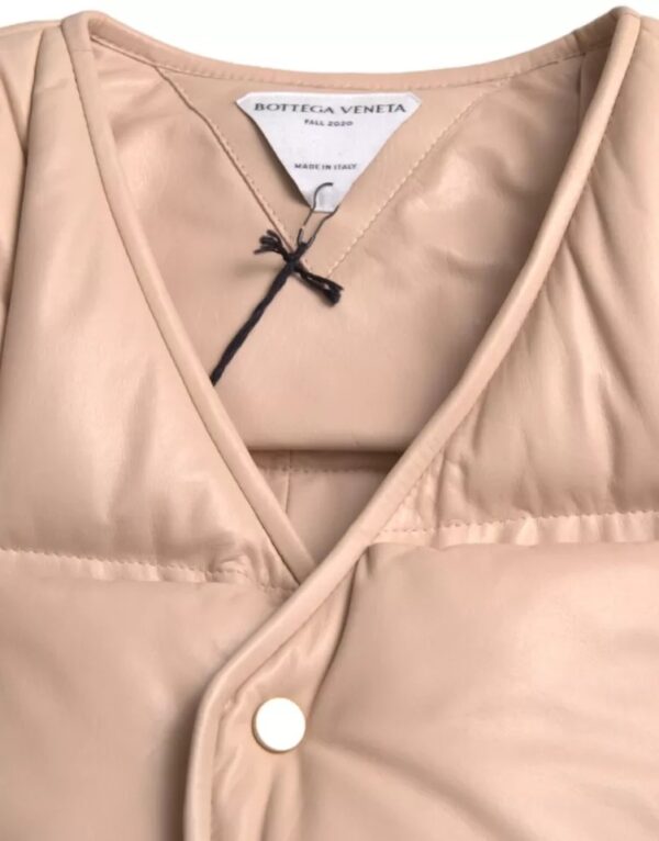 Bottega Veneta Beige Quilted Sleeveless Calf Leather Jacket – Image 7