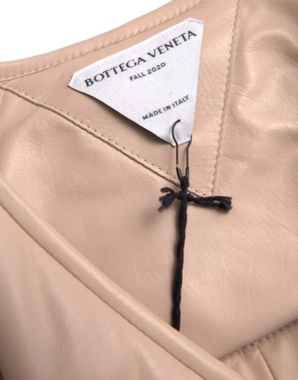 Bottega Veneta Beige Quilted Sleeveless Calf Leather Jacket – Image 8