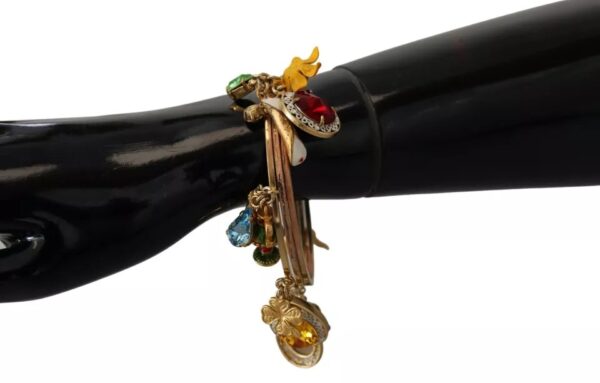 Dolce & Gabbana Multicolor Crystal Gold Tone Brass Bangle Bracelet – Image 3