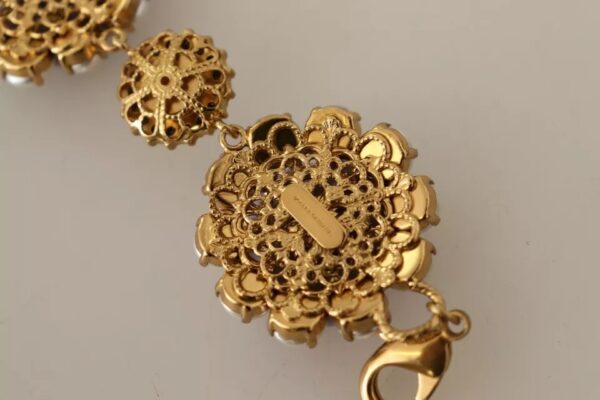 Dolce & Gabbana FIORI BLOOMING Floral Baroque Crystals Brass Bracelet – Image 4