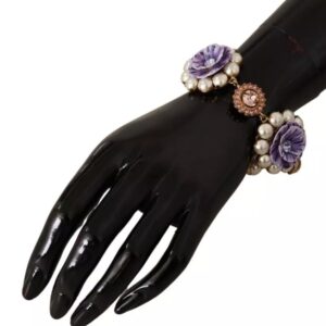 Dolce & Gabbana FIORI BLOOMING Floral Baroque Crystals Brass Bracelet
