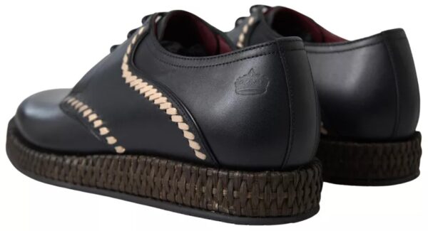 Dolce & Gabbana Black Leather Beige Derby Dress Shoes – Image 2