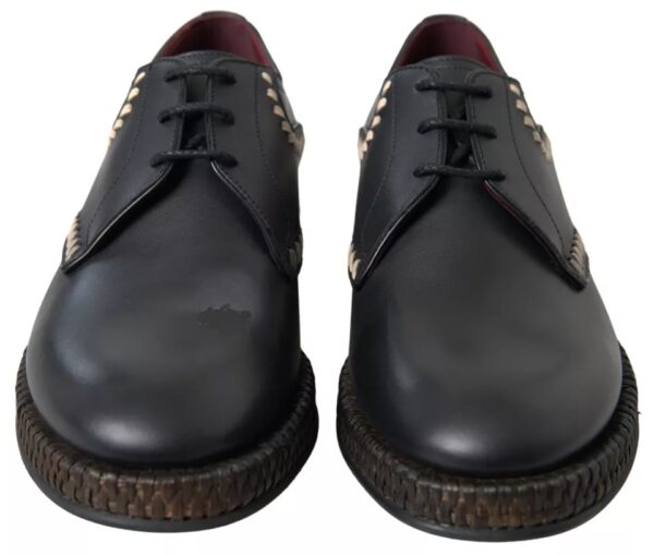 Dolce & Gabbana Black Leather Beige Derby Dress Shoes – Image 3