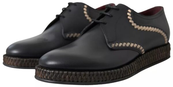 Dolce & Gabbana Black Leather Beige Derby Dress Shoes – Image 7