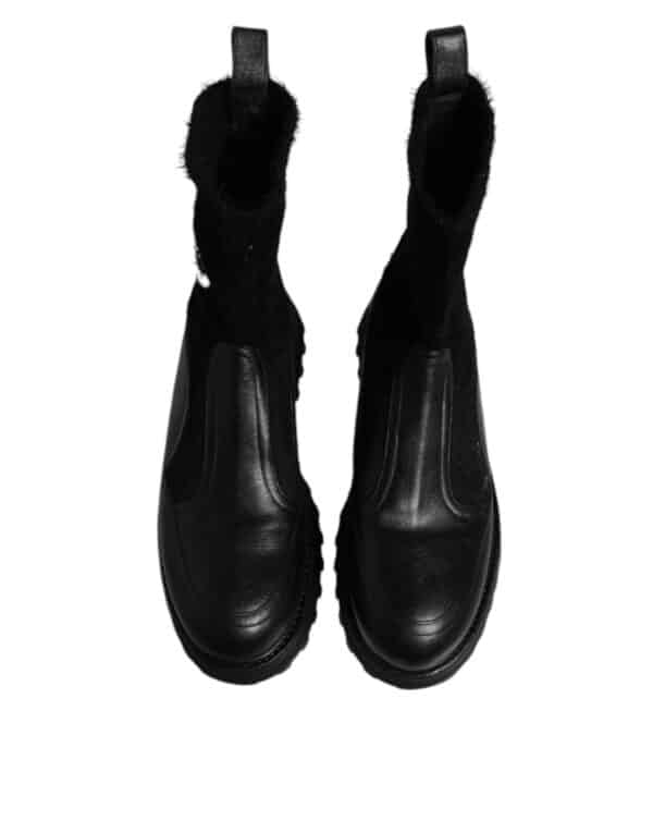Dolce & Gabbana Black DG Logo Horse Sock Ankle Boots Shoes – Image 3