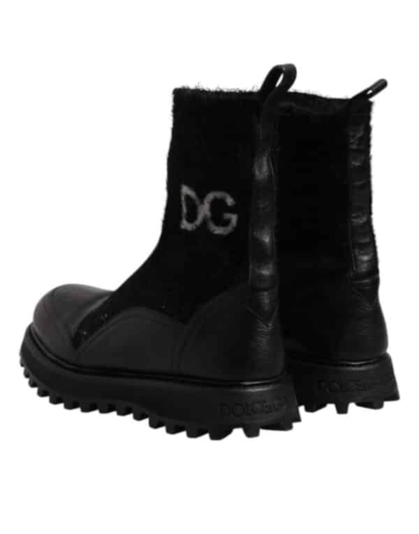 Dolce & Gabbana Black DG Logo Horse Sock Ankle Boots Shoes – Image 5