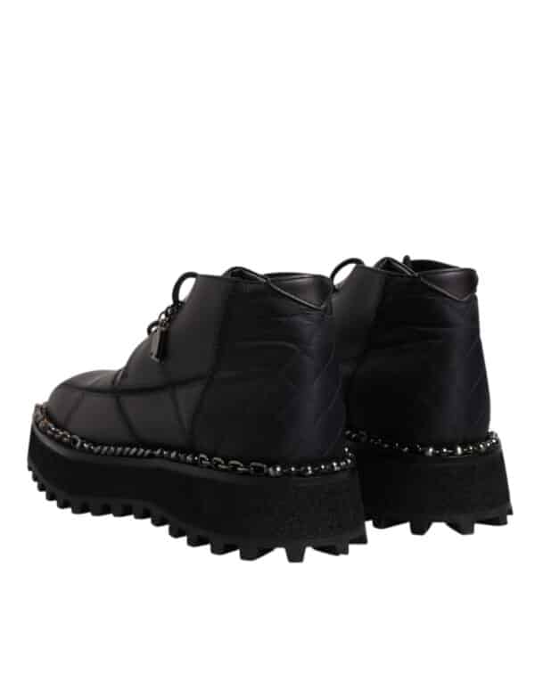 Dolce & Gabbana Black Leather Lace Up Ankle Boots Shoes – Image 5
