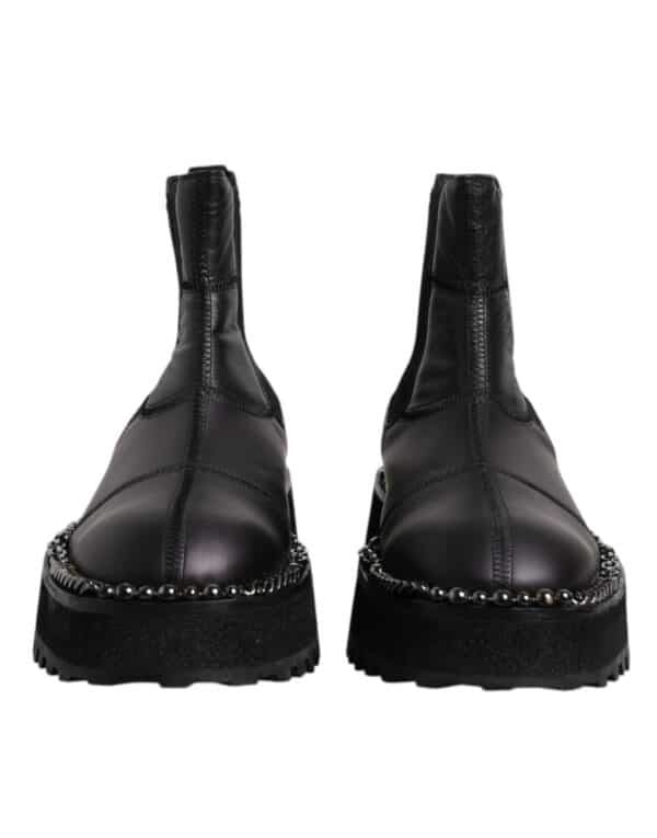 Dolce & Gabbana Black Chelsea Boots Leather Slip On Shoes – Image 2