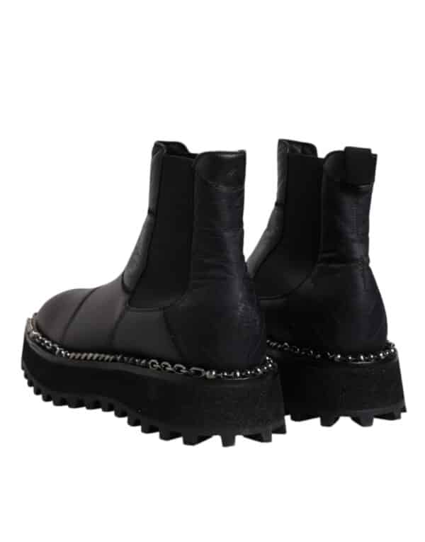 Dolce & Gabbana Black Chelsea Boots Leather Slip On Shoes – Image 5