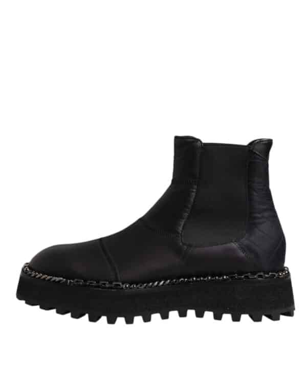 Dolce & Gabbana Black Chelsea Boots Leather Slip On Shoes – Image 6