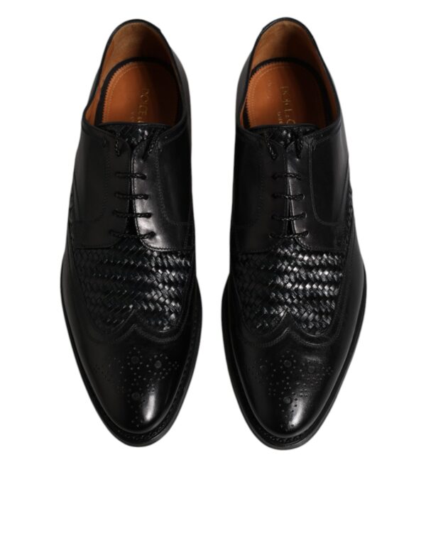 Dolce & Gabbana Black Leather Derby Wingtip Lace Up Formal Dress Shoes – Image 3