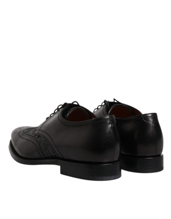Dolce & Gabbana Black Leather Derby Wingtip Lace Up Formal Dress Shoes – Image 5