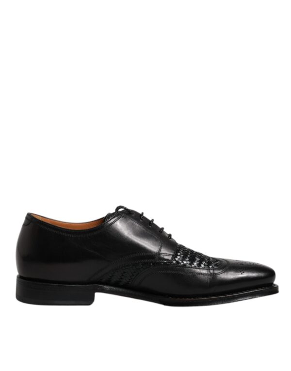 Dolce & Gabbana Black Leather Derby Wingtip Lace Up Formal Dress Shoes – Image 7