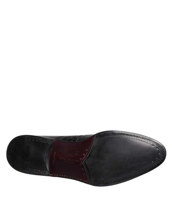 Dolce & Gabbana Black Leather Derby Wingtip Lace Up Formal Dress Shoes – Image 8