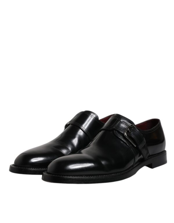 Dolce & Gabbana Black Leather Monk Strap Derby Formal Shoes – Image 7