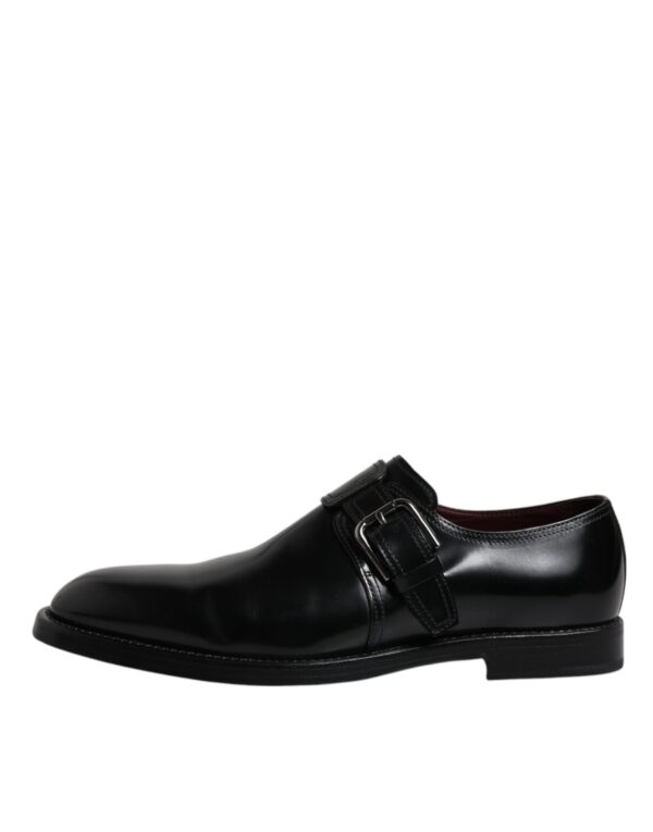 Dolce & Gabbana Black Leather Monk Strap Derby Formal Shoes – Image 5