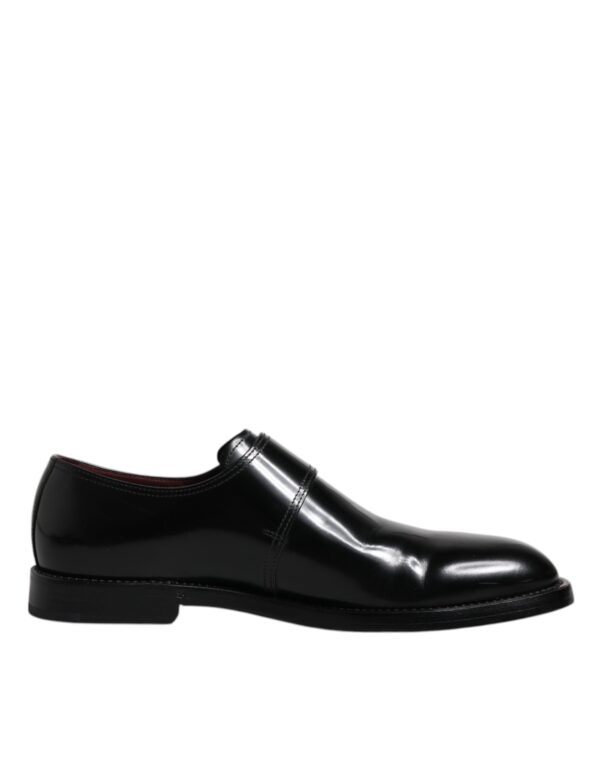 Dolce & Gabbana Black Leather Monk Strap Derby Formal Shoes – Image 4
