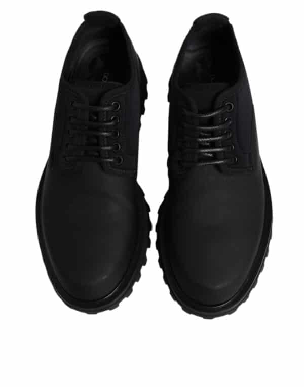 Dolce & Gabbana Black Leather Lace Up Trekking Dress Shoes – Image 3