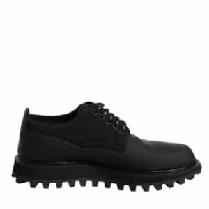 Dolce & Gabbana Black Leather Lace Up Trekking Dress Shoes