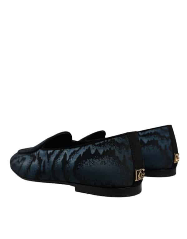 Dolce & Gabbana Blue Black Flats Men Loafers Dress Shoes – Image 4