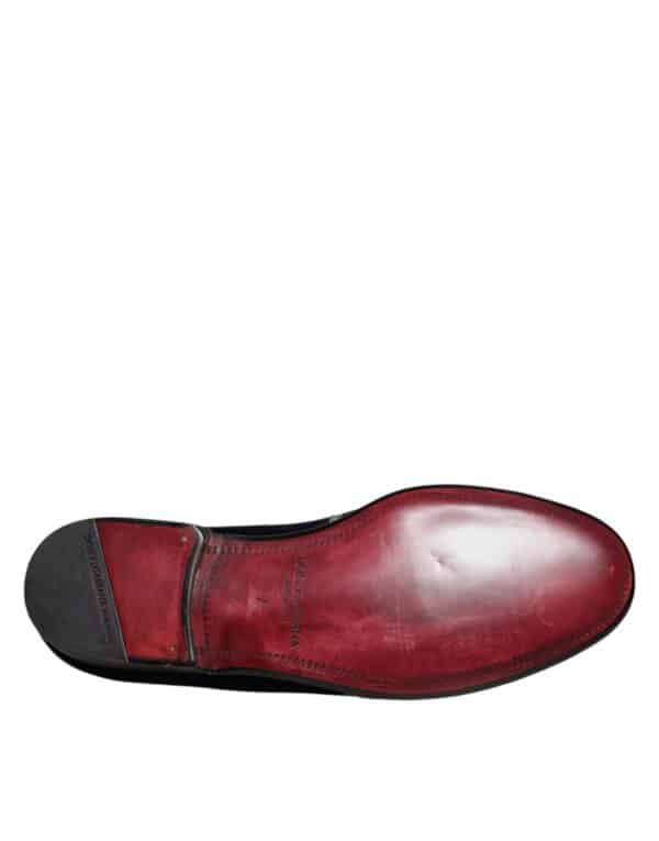 Dolce & Gabbana Black Velvet Floral Gun Loafers Dress Shoes – Image 7