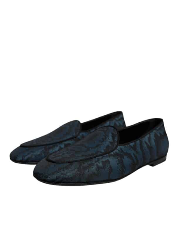 Dolce & Gabbana Blue Black Flats Men Loafers Dress Shoes – Image 3