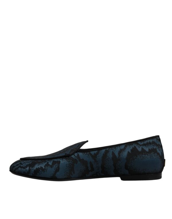 Dolce & Gabbana Blue Black Flats Men Loafers Dress Shoes – Image 5