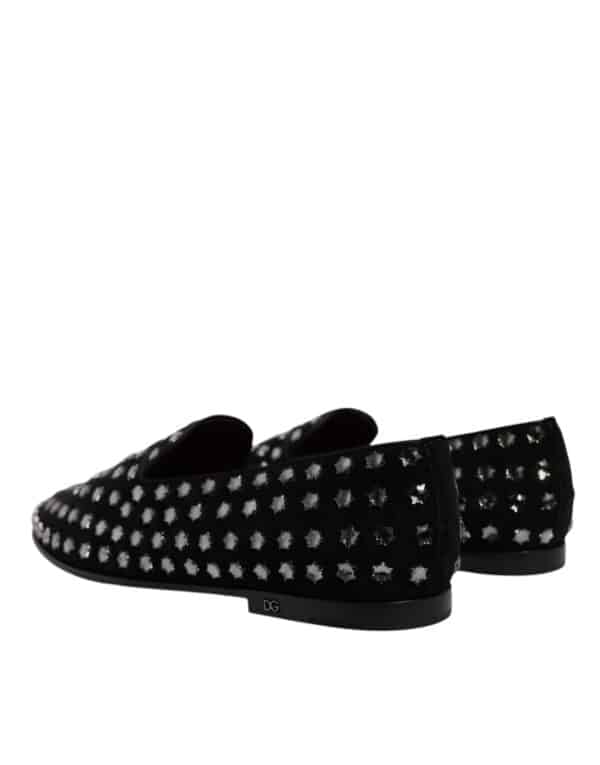 Dolce & Gabbana Black Crystal Embellished Loafers Dress Shoes – Image 4