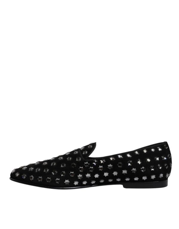 Dolce & Gabbana Black Crystal Embellished Loafers Dress Shoes – Image 5