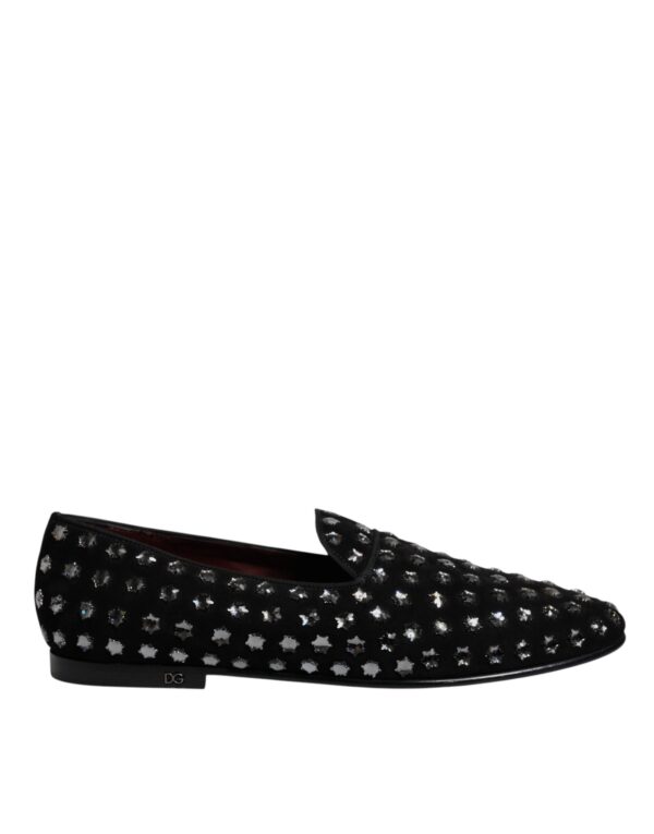 Dolce & Gabbana Black Crystal Embellished Loafers Dress Shoes – Image 6